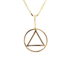 14k Gold Simple Wire Look Pendant Medium Size