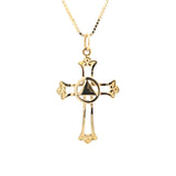 14k Gold Pendant, Alcoholics Anonymous AA Symbol with Solid Triangle Set in a Open Cross