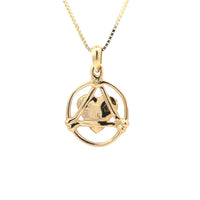 14k Gold Pendant, Love & Service Alcoholics Anonymous AA, Medium Size