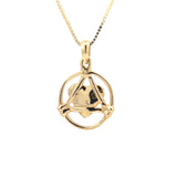 14k Gold Pendant, Love & Service Alcoholics Anonymous AA, Medium Size