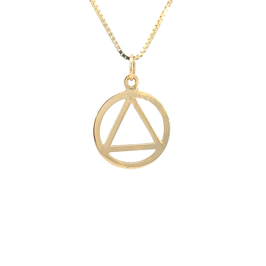 14k Gold, Circle Alcoholics Anonymous Pendant, Style #10-1