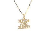 14k Gold, Sayings Pendant, "Clean And Sober"