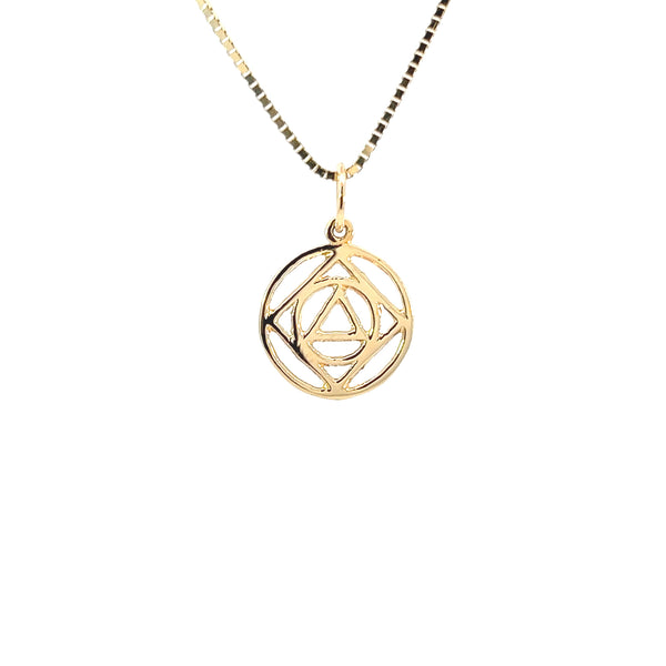 14k Gold Pendant, Alcoholics Anonymous AA & Narcotics Anonymous NA Anonymous Dual Symbol, Medium Size