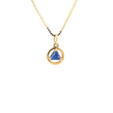 14k Gold Pendant, Small Size, Available in 12 Different 5mm Triangle Colored CZ Birthstones