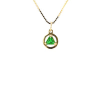 14k Gold Pendant, Small Size, Available in 12 Different 5mm Triangle Colored CZ Birthstones