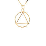 14k Gold Pendant, 12 Sided Circle Triangle, Lrg/Med Size