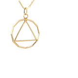 14k Gold Pendant, 12 Sided Circle Triangle, Lrg/Med Size