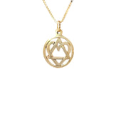 14k Gold Pendant, Alcoholics Anonymous AA Symbol with a Open Heart "Love & Service", Medium Size