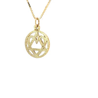 14k Gold Pendant, Alcoholics Anonymous AA Symbol with a Open Heart "Love & Service", Medium Size