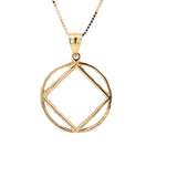 Large Size, 14k Gold Pendant, Narcotics Anonymous NA Symbol in a Hammered Wire Style