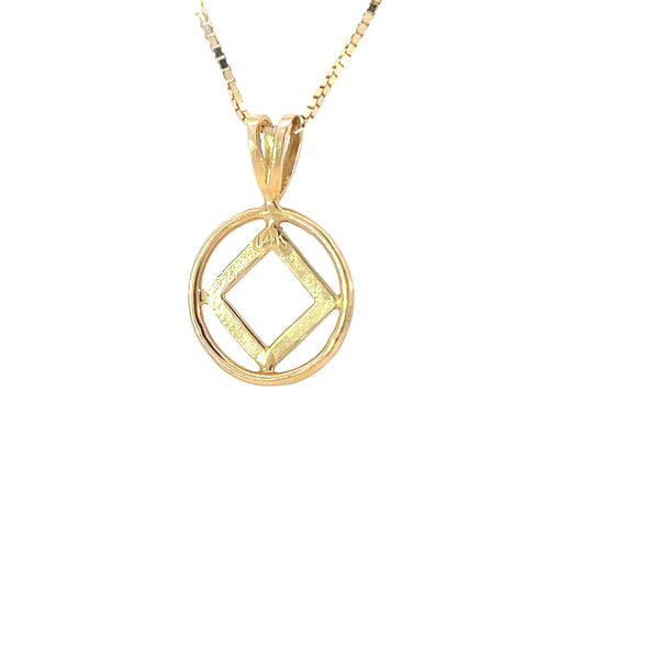 14k Gold Pendant, Narcotics Anonymous NA Symbol, Medium Size