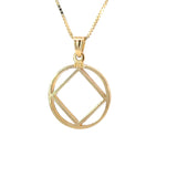 14k Gold Pendant, Narcotics Anonymous NA Symbol, Thick Style, Large Size