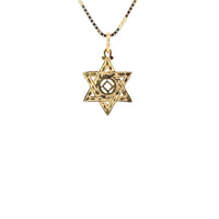 14k Gold Pendant, Narcotics Anonymous NA Symbol in a Jewish Star of David, Medium Size