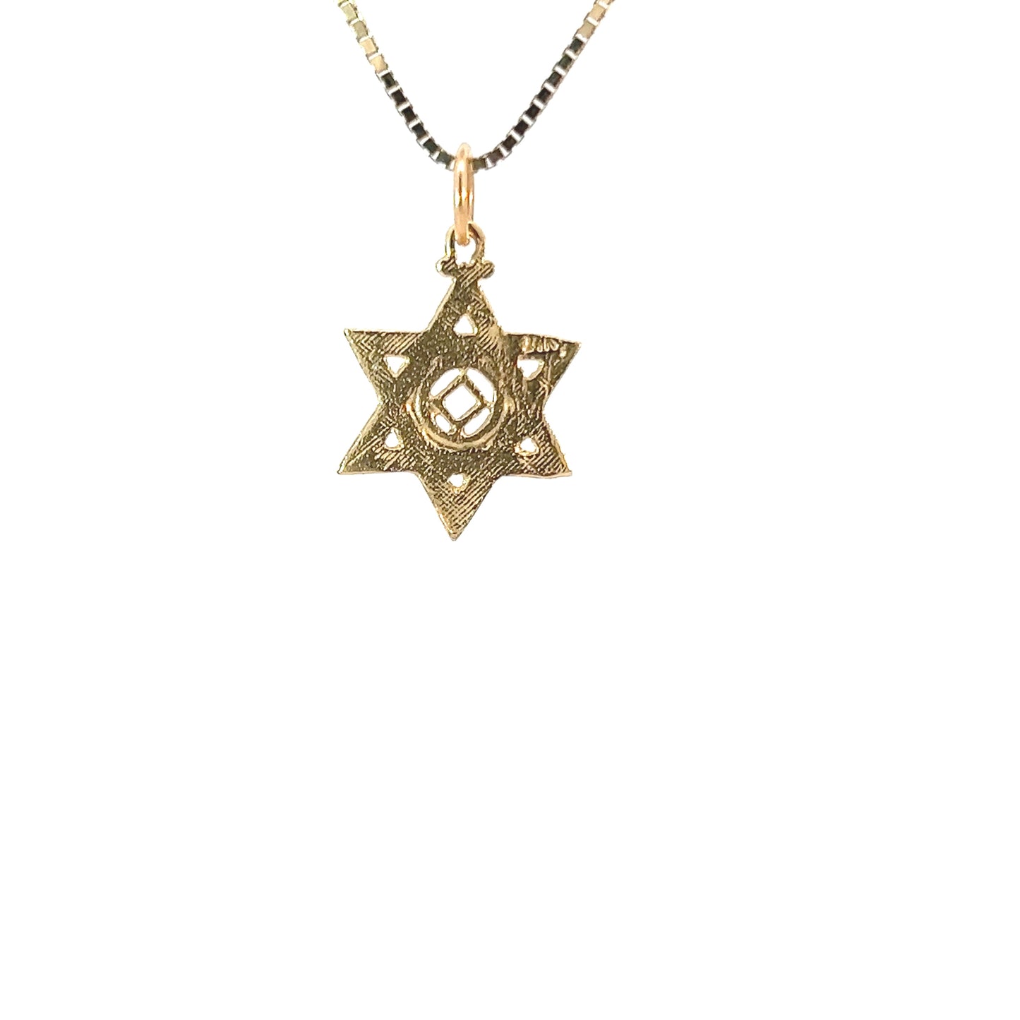 14k Gold Pendant, Narcotics Anonymous NA Symbol in a Jewish Star of David, Medium Size