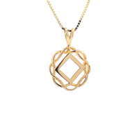 14k Gold Pendant, Narcotics Anonymous NA Symbol in a Basket Weave Circle, Medium Size