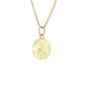 14k Gold Pendant, Narcotics Anonymous NA Initials in a Solid Textured Coin Style Circle, Medium Size