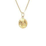 14k Gold Pendant, Narcotics Anonymous NA Initials in a Solid Textured Coin Style Circle, Medium Size