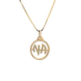 14k Gold Pendant, Narcotics Anonymous NA Initials, Medium Size