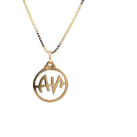 14k Gold Pendant, Narcotics Anonymous NA Initials, Medium Size