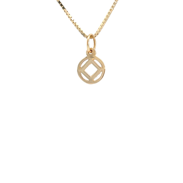 14k Gold Pendant, Narcotics Anonymous NA Symbol, Small Size