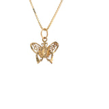 14k Gold Pendant, Narcotics Anonymous NA Symbol on a Small Beautiful Butterfly