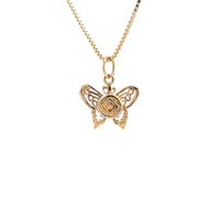 14k Gold Pendant, Narcotics Anonymous NA Symbol on a Small Beautiful Butterfly