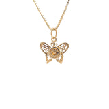 14k Gold Pendant, Narcotics Anonymous NA Symbol on a Small Beautiful Butterfly