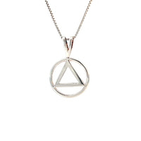 Sterling Silver Pendant, Alcoholics Anonymous AA Symbol, Medium Size