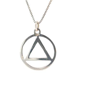 Sterling Silver AA Symbol Pendant – Flat Smooth Circle, Medium/Large Size, 2.1g