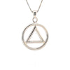 Large Sterling Silver Heavy Wire Style AA Pendant – 12-Step Recovery Jewelry