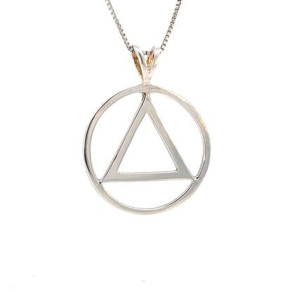 Sterling Silver Flat Style AA Symbol Pendant – Large Smooth Circle, 3.3g