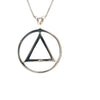 Sterling Silver Flat Style AA Symbol Pendant – Large Smooth Circle, 3.3g