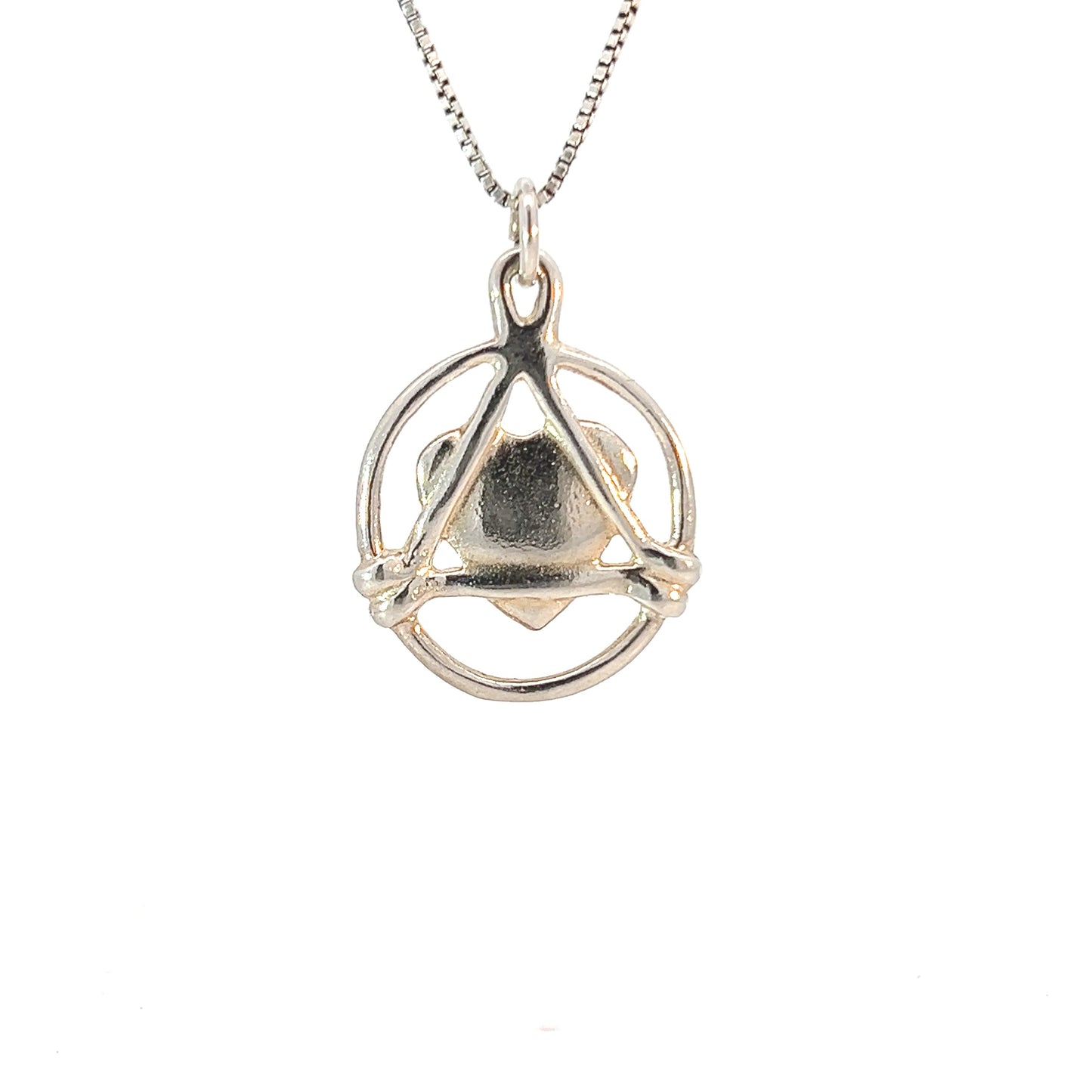 Sterling Silver AA Pendant – Love & Service with Heart, Medium Size, 2.8g, Oxidized Tumble Finish