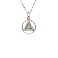 Sterling Silver, Textured Triangle Alcoholics Anonymous Pendant,  Style #09-1