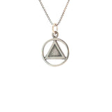 Sterling Silver, Textured Triangle Alcoholics Anonymous Pendant,  Style #09-1