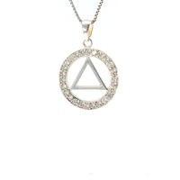 Alcoholics Anonymous (AA) Symbol in a Circle of Crystals Pendant