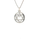 Sterling Silver Pendant, Alcoholics Anonymous AA Symbol with a Open Heart, Love & Service Medium Size