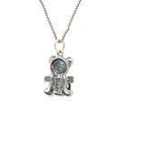 Sterling Silver Pendant, Alcoholics Anonymous AA Recovery Symbol on a Adorable Teddy Bear