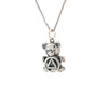 Sterling Silver AA Symbol Pendant on Teddy Bear – 2.5g, High-Polished Recovery Jewelry