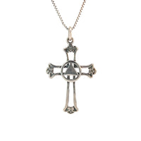 Sterling Silver Pendant, Alcoholics Anonymous AA Symbol with Solid Triangle Set in a Open Cross