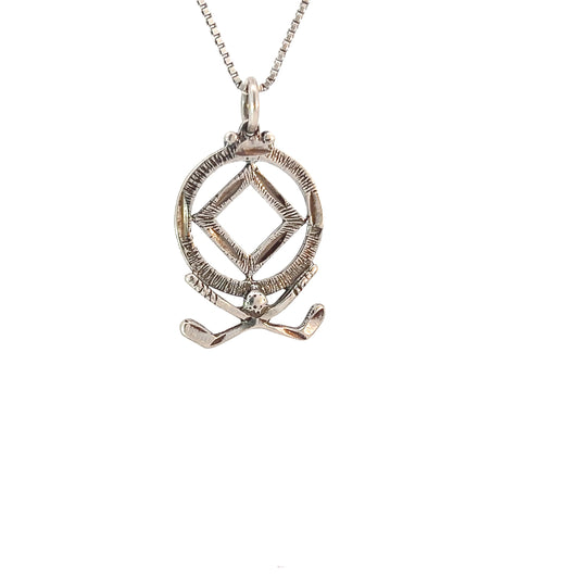 Sterling Silver Pendant, Pair of Golf Clubs with Narcotics Anonymous NA Symbol