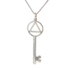 Sterling Silver AA Symbol Pendant in Antique Style Key – 1.5g, High-Polished Recovery Jewelry