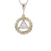 Sterling Silver Rope Style Circle Pendant with 8mm Triangle Birthstone – 12-Step Recovery Jewelry