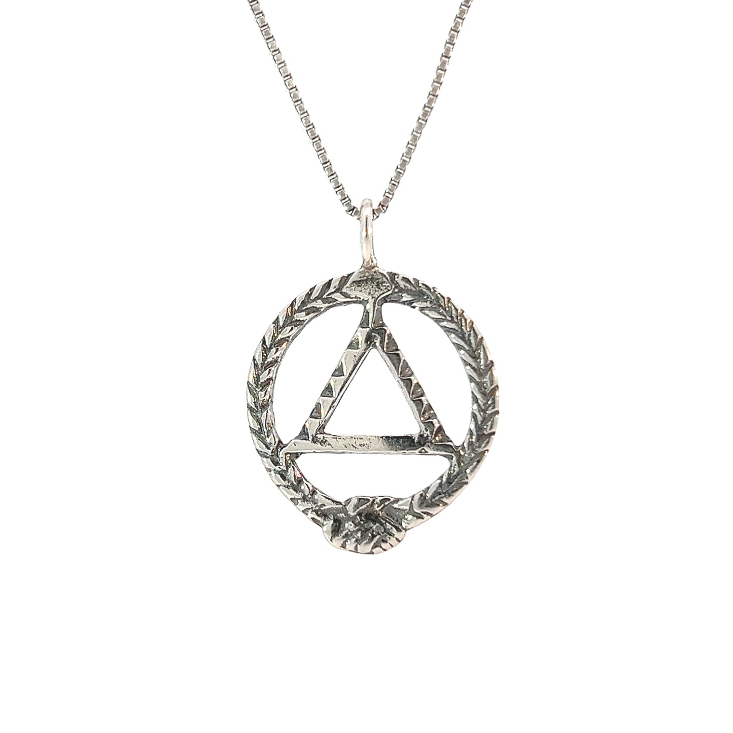 Sterling Silver AA Pendant – Circle of the Fellowship with Clasping Hands & Steps, 2.7g, Medium Size