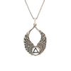Sterling Silver AA Recovery Symbol Pendant with Angel Wings