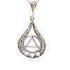 Sterling Silver AA Symbol Pendant with 3 Hearts in Filigree Teardrop – 4.2g Recovery Jewelry