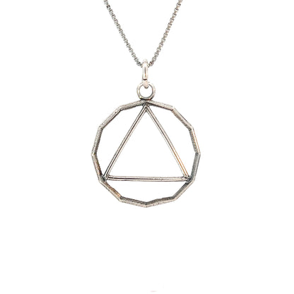 Sterling Silver AA Pendant – 12-Sided Circle Triangle, Large/Medium Size, 1.1g, Hand-Finished