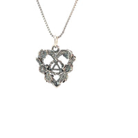 Sterling Silver Pendant, Alcoholics Anonymous AA Symbol in the Center of a Open 2 Sided Heart with Flowers