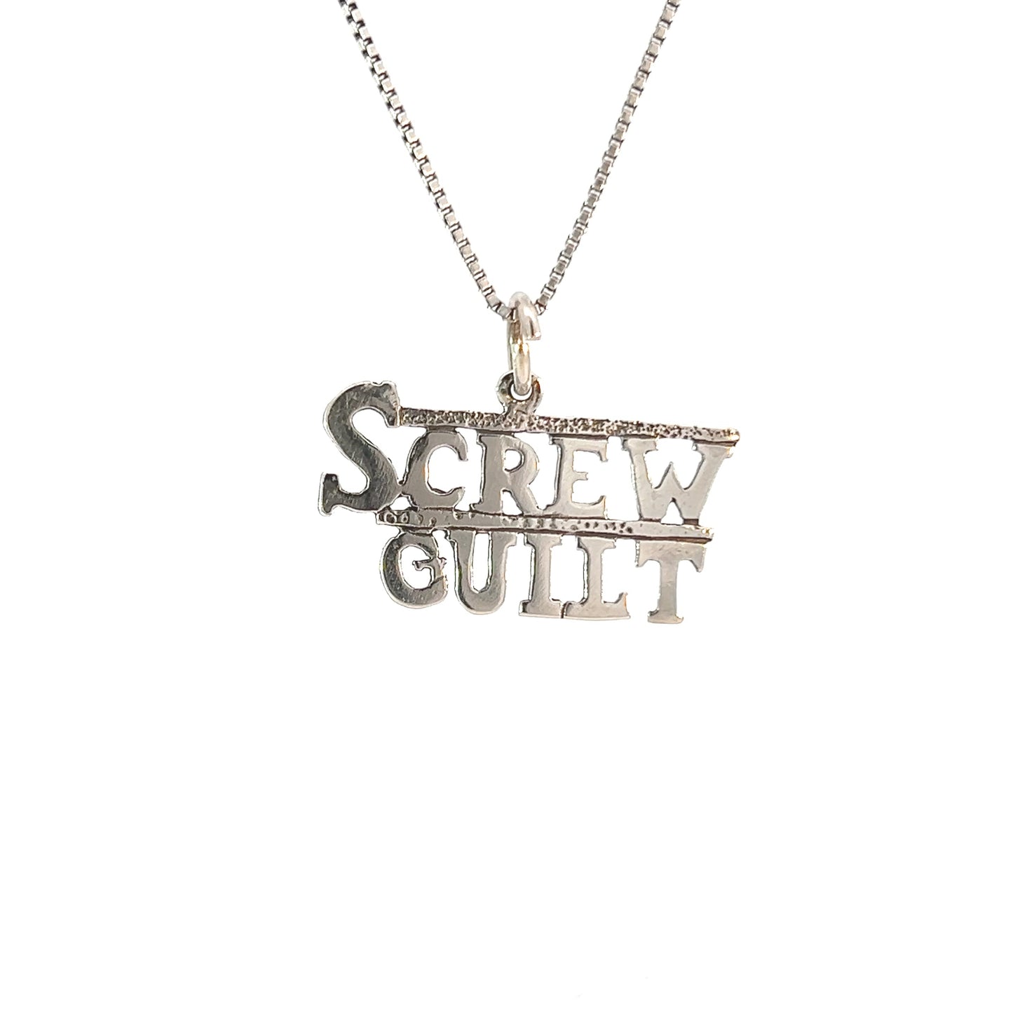 Sterling Silver, Sayings Pendant, "SCREW GUILT"
