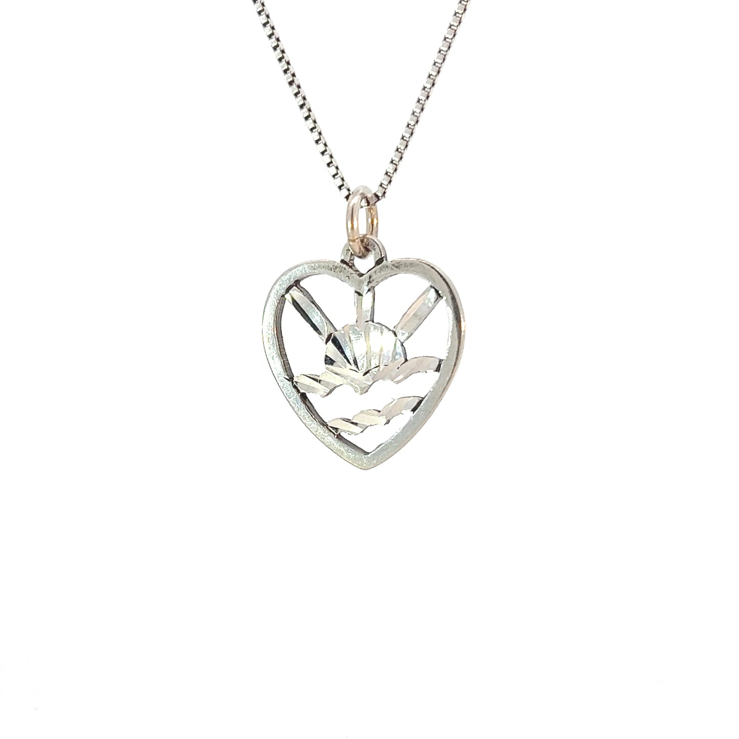 Sterling Silver Pendant Adult Children of Alcoholics (ACOA) Sunrise inside of a Heart